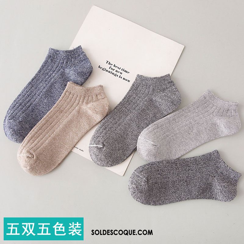 Chaussette Homme Gris Été Quatre Saisons Coton Chaussette Courte Soldes