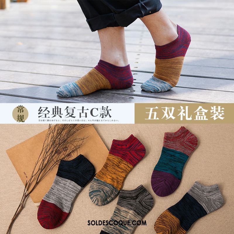 Chaussette Homme Rétro Faible Bleu Quatre Saisons Chaussettes En Coton Soldes