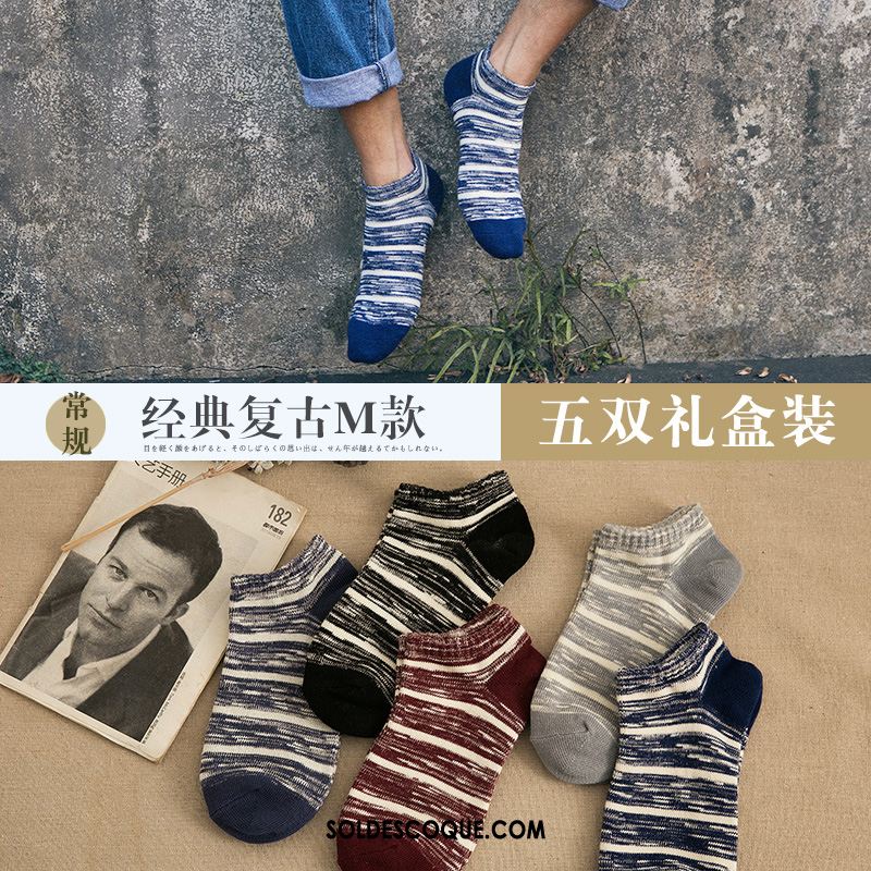 Chaussette Homme Rétro Faible Bleu Quatre Saisons Chaussettes En Coton Soldes