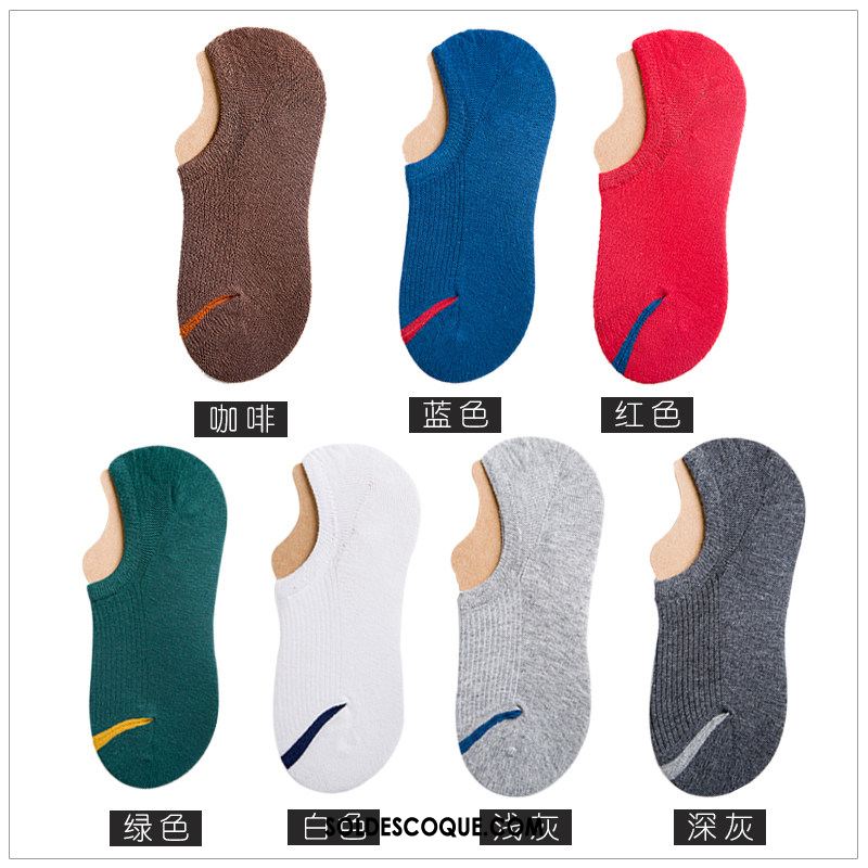 Chaussette Homme Silicone Chaussette Basse Coupée Antidérapant Tendance Coton Pas Cher