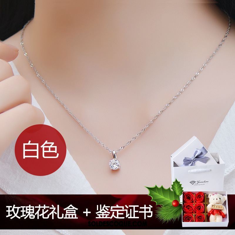 Collier Femme Argenté Étudiant Cadeau Simple Pure Pas Cher