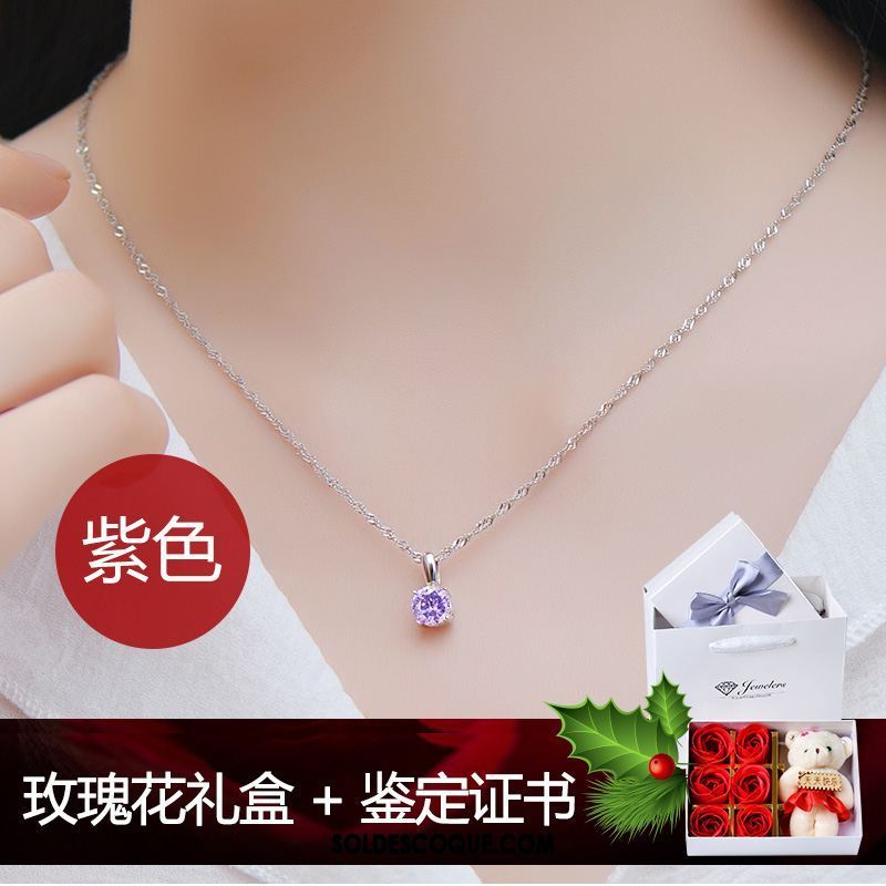 Collier Femme Argenté Étudiant Cadeau Simple Pure Pas Cher