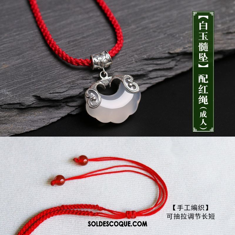 Collier Femme Blanc Original Argenté Pendentif Longue En Ligne