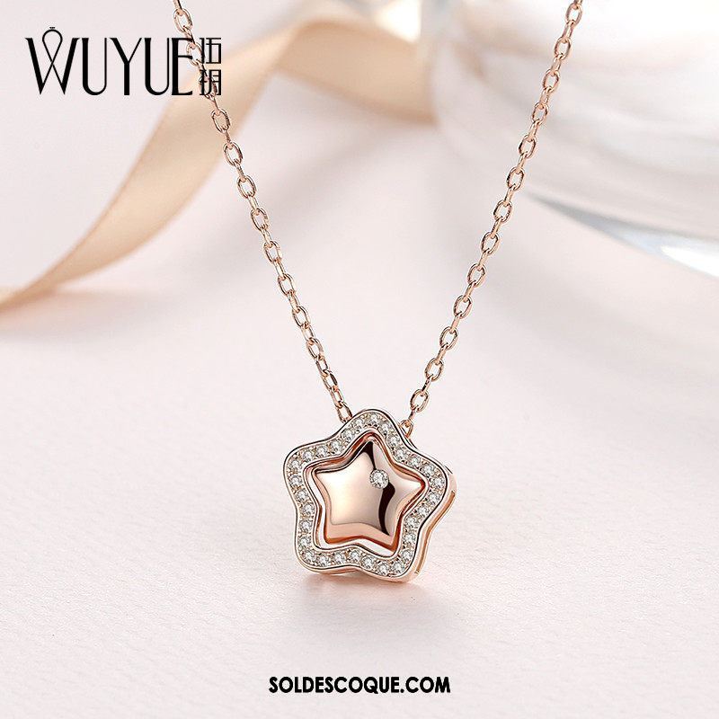 Collier Femme Pendentif Couleur Diamant Rose Argenté France