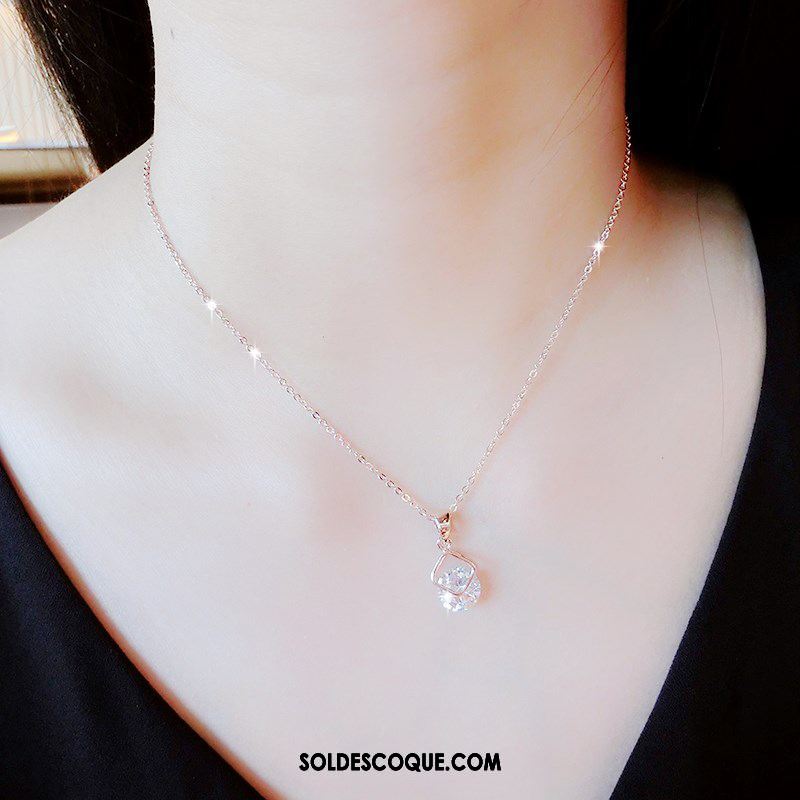 Collier Femme Simple Rose Pendentif Cœur Tempérament Soldes