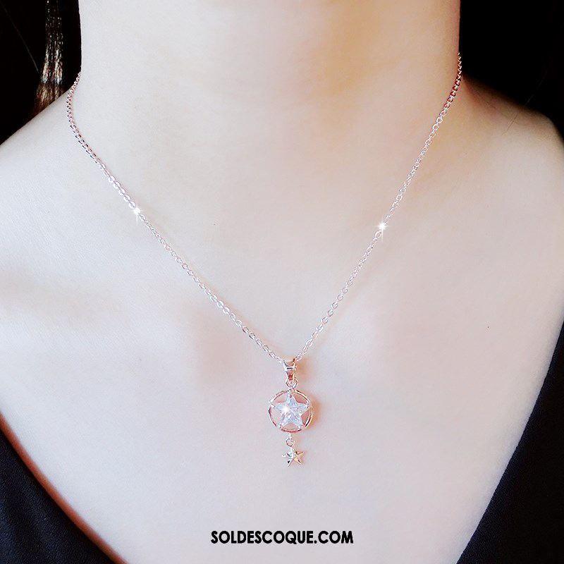 Collier Femme Simple Rose Pendentif Cœur Tempérament Soldes