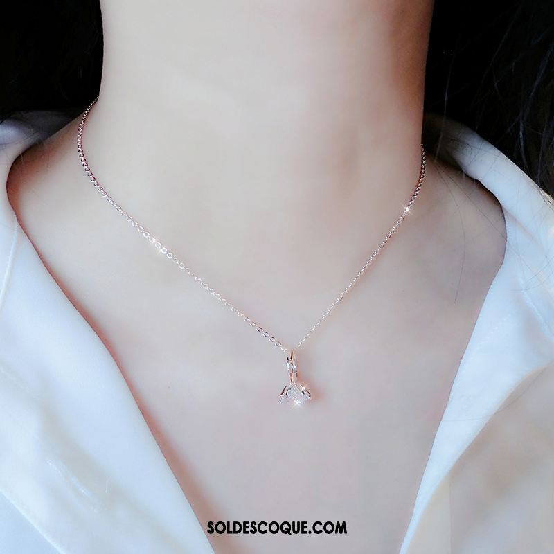 Collier Femme Simple Rose Pendentif Cœur Tempérament Soldes