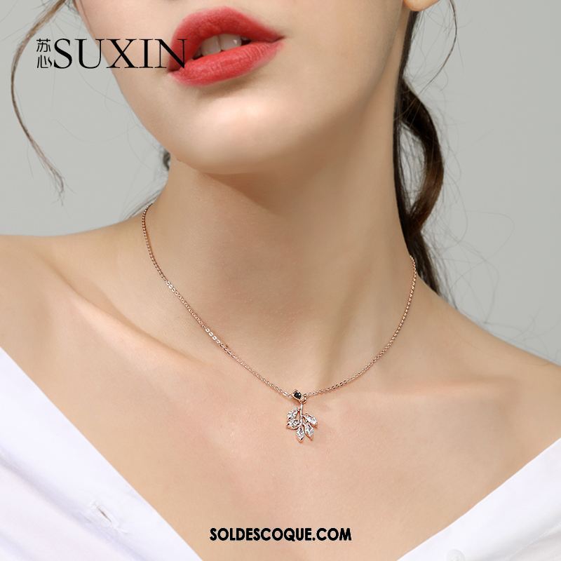 Collier Femme Simple Rose Pendentif Cœur Tempérament Soldes