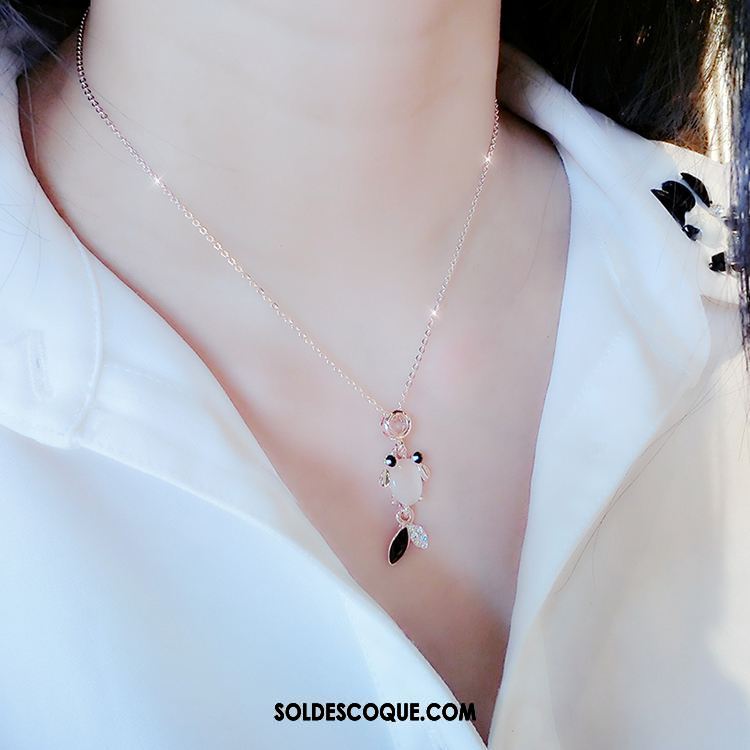 Collier Femme Simple Rose Pendentif Cœur Tempérament Soldes