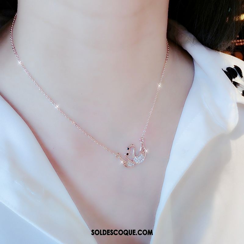 Collier Femme Simple Rose Pendentif Cœur Tempérament Soldes