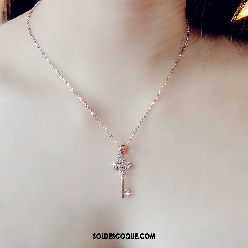 Collier Femme Simple Rose Pendentif Cœur Tempérament Soldes