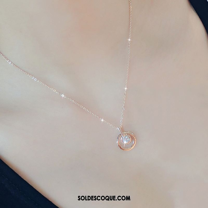 Collier Femme Simple Rose Pendentif Cœur Tempérament Soldes