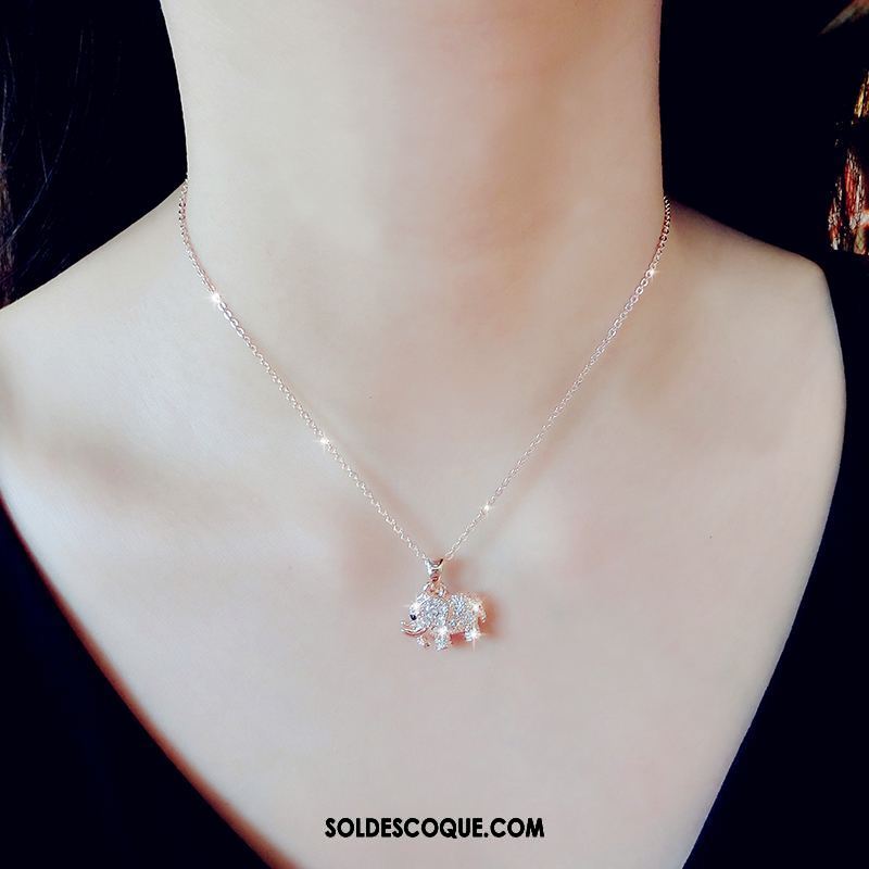 Collier Femme Simple Rose Pendentif Cœur Tempérament Soldes