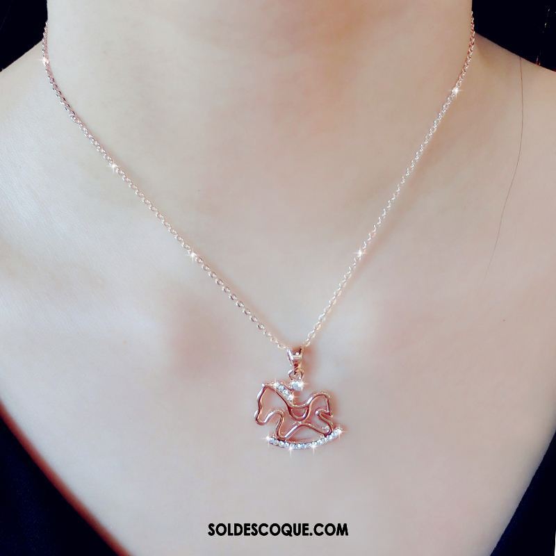 Collier Femme Simple Rose Pendentif Cœur Tempérament Soldes