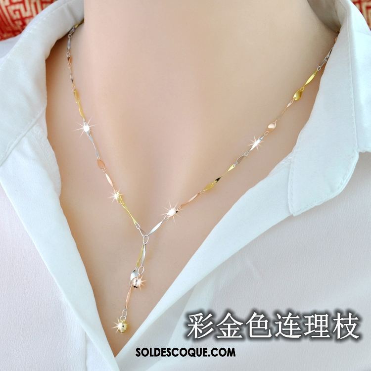 Collier Femme Étudiant Simple Couleur Tempérament Argenté Soldes