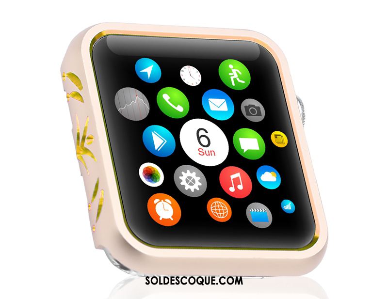 Coque Apple Watch Series 2 Border Métal Modèle Fleurie Noir Incassable En Ligne