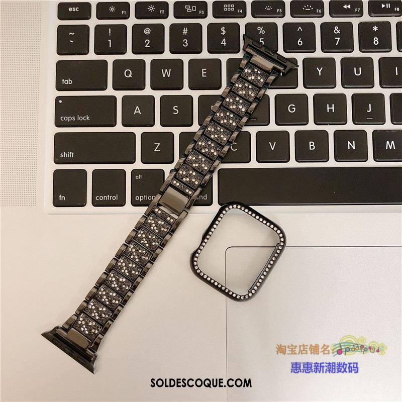 Coque Apple Watch Series 3 Côté Fin Incruster Strass Noir Soldes