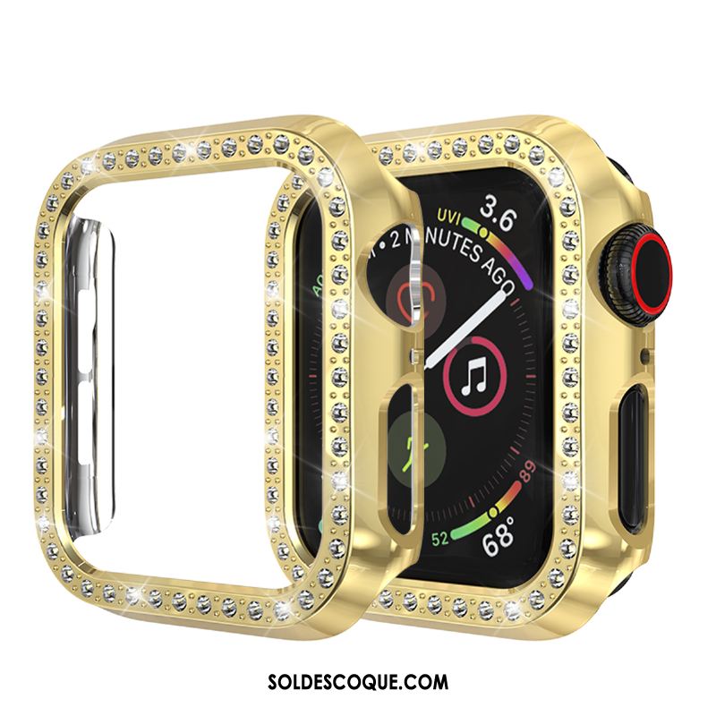 Coque Apple Watch Series 3 Étui Protection Incruster Strass Incassable Or En Vente