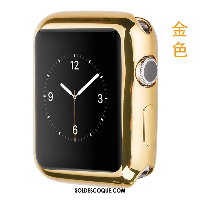 Coque Apple Watch Series 4 Placage Fluide Doux Incassable Silicone Noir Housse En Vente