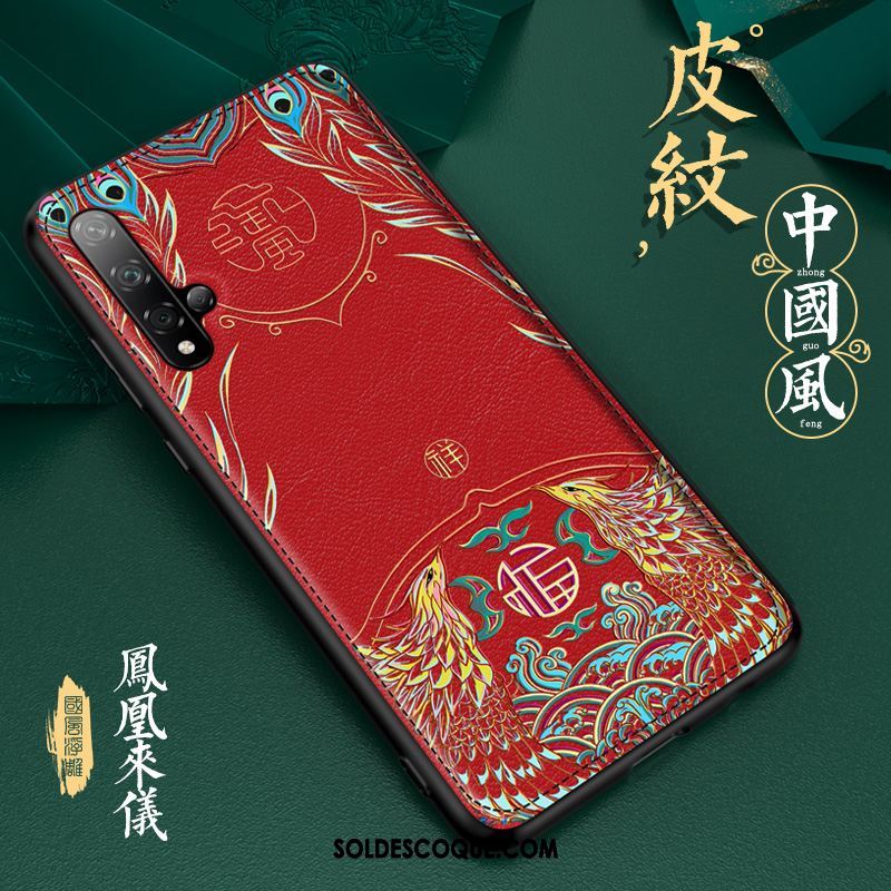 Coque Honor 20 Étui Gaufrage Style Chinois Incassable Protection Housse Soldes