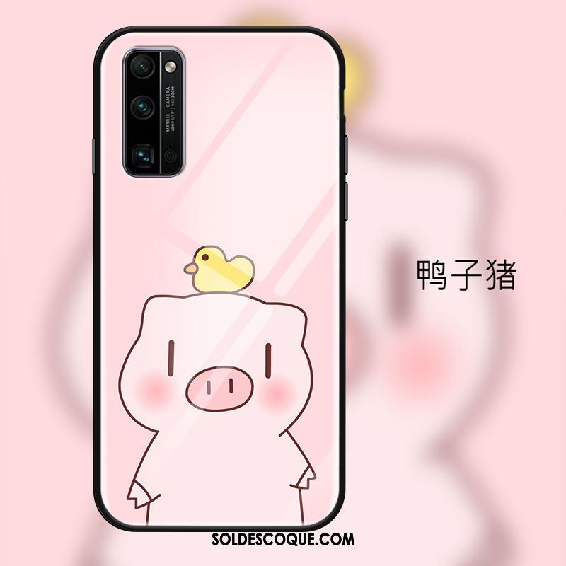 Coque Honor 30 Pro Verre Rose Dessin Animé Canard Tendance Pas Cher