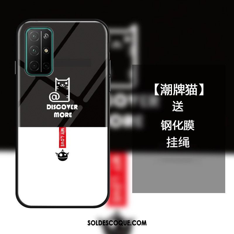 Coque Honor 30s Créatif Verre Noir Net Rouge Personnalité En Ligne