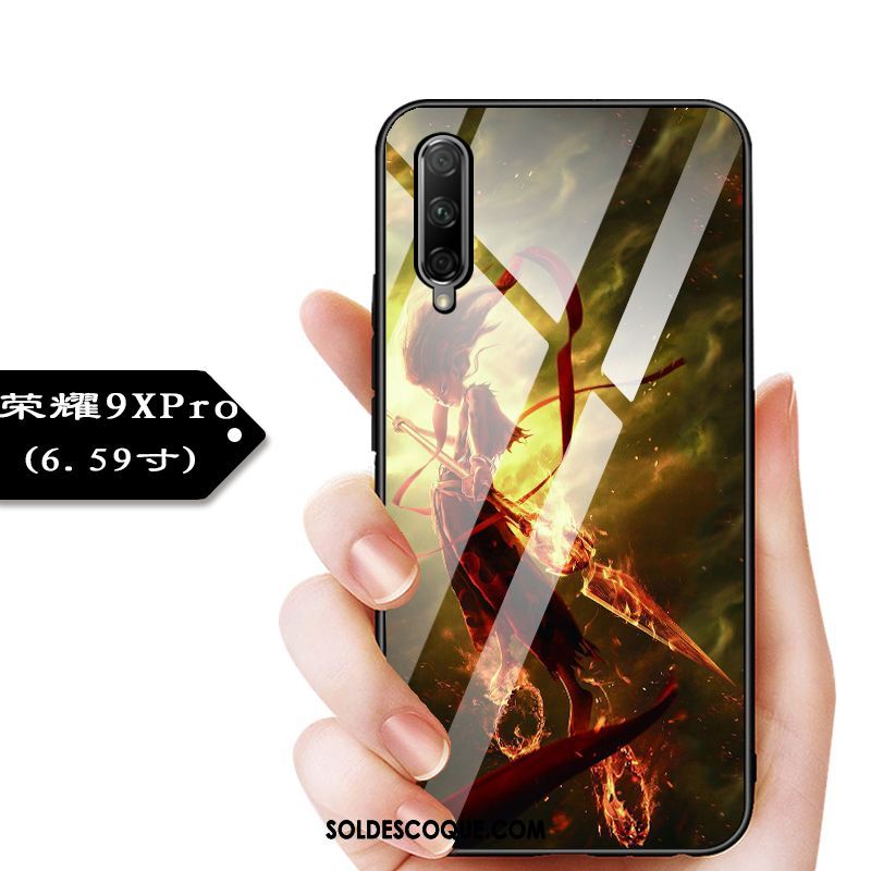 Coque Honor 9x Pro Amoureux Rose Téléphone Portable Verre Créatif Soldes