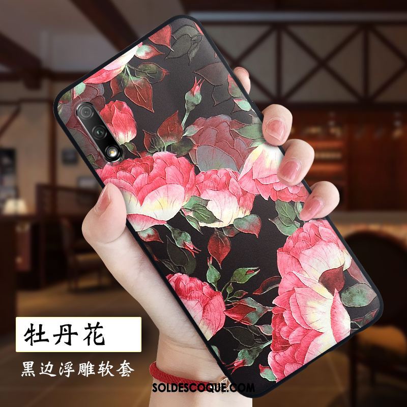 Coque Honor 9x Rose Amoureux Protection Fluide Doux Gaufrage Housse Soldes