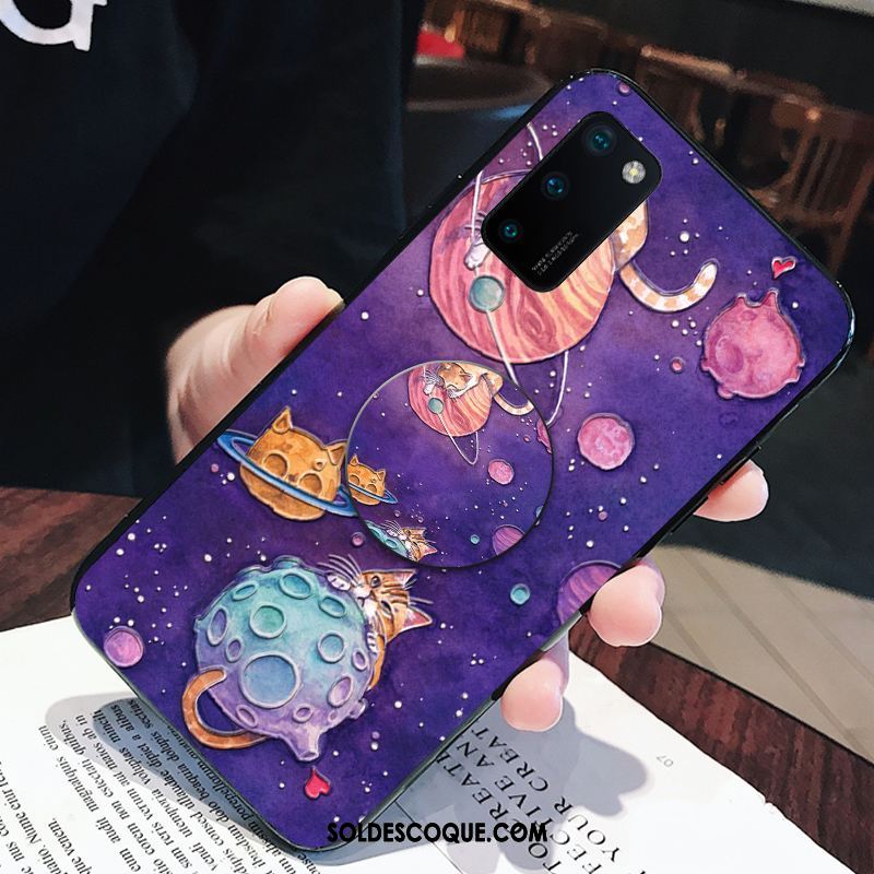 Coque Honor View30 Chat Incassable Violet Téléphone Portable Fluide Doux Soldes