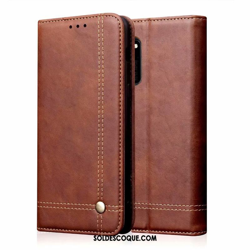 Coque Honor View30 Marron Cuir Véritable Membrane Étui En Cuir Téléphone Portable Pas Cher