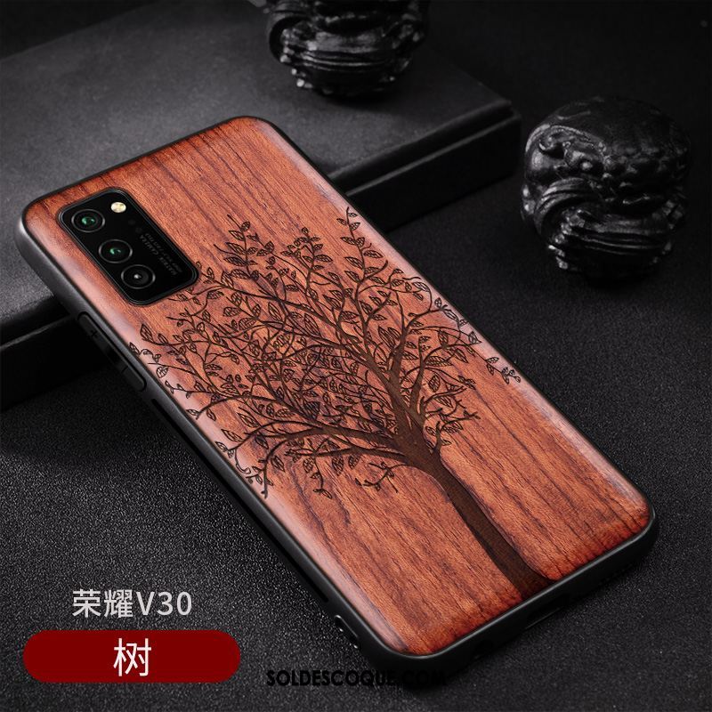 Coque Honor View30 Personnalisé Style Chinois Personnalité Motif Bois Massif Soldes