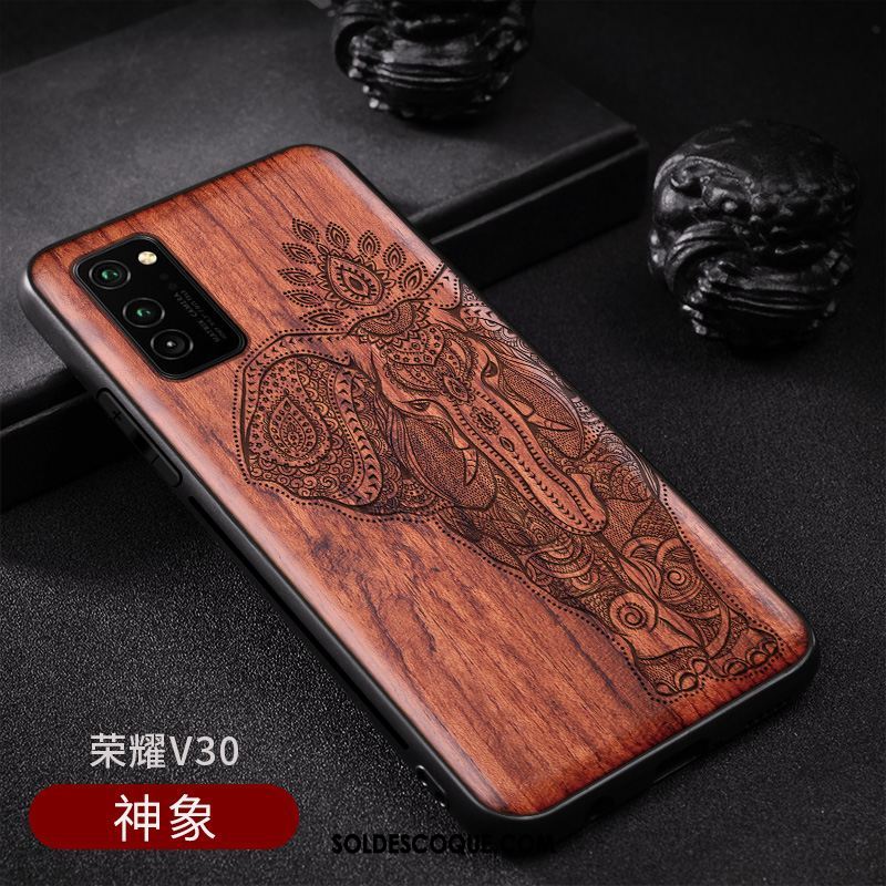 Coque Honor View30 Personnalisé Style Chinois Personnalité Motif Bois Massif Soldes