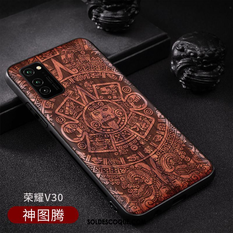 Coque Honor View30 Personnalisé Style Chinois Personnalité Motif Bois Massif Soldes