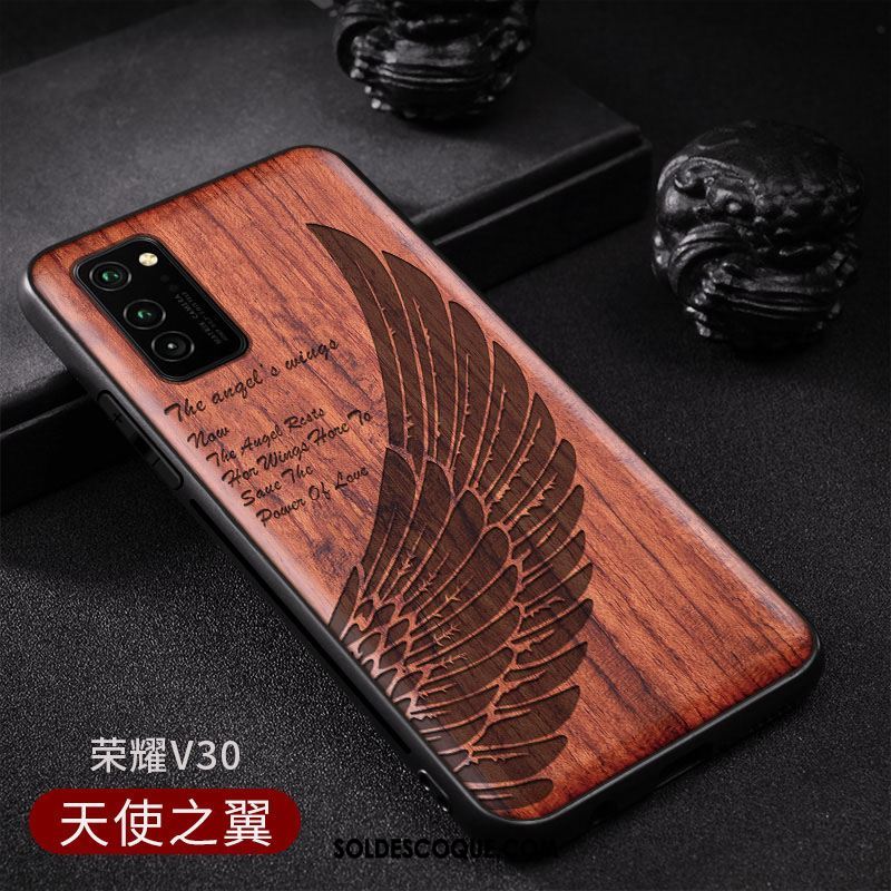 Coque Honor View30 Personnalisé Style Chinois Personnalité Motif Bois Massif Soldes