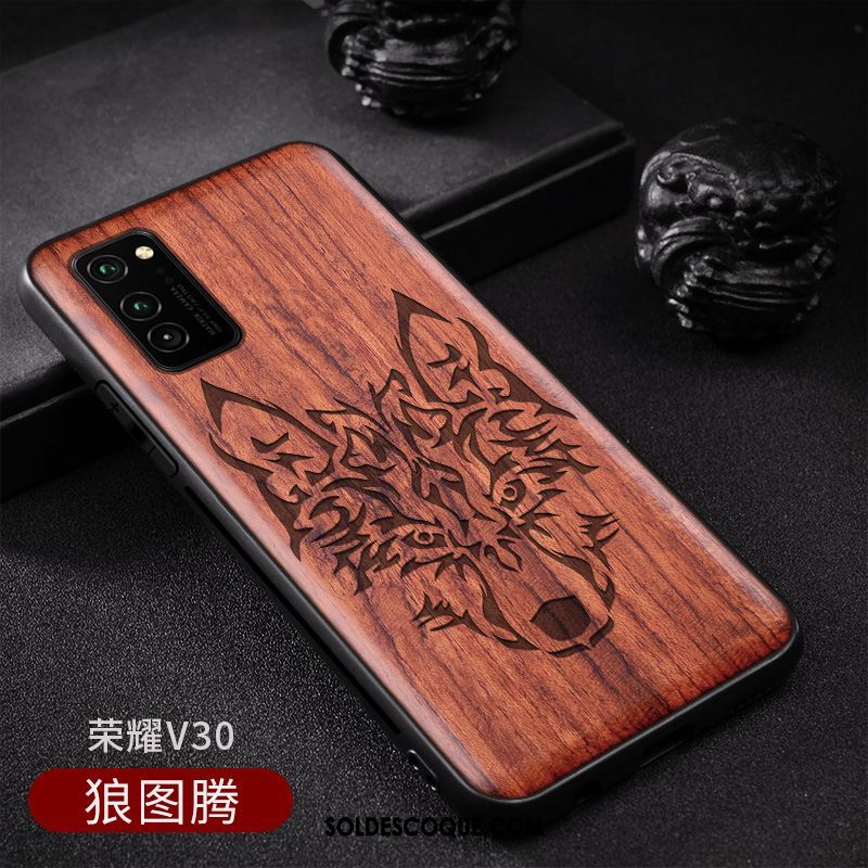 Coque Honor View30 Personnalisé Style Chinois Personnalité Motif Bois Massif Soldes