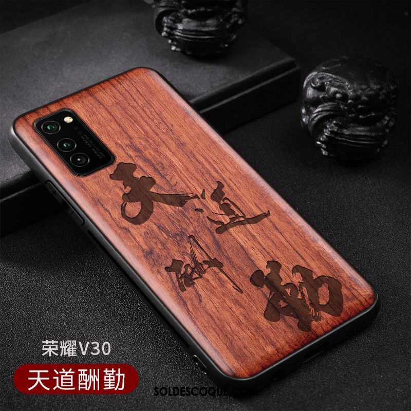 Coque Honor View30 Personnalisé Style Chinois Personnalité Motif Bois Massif Soldes