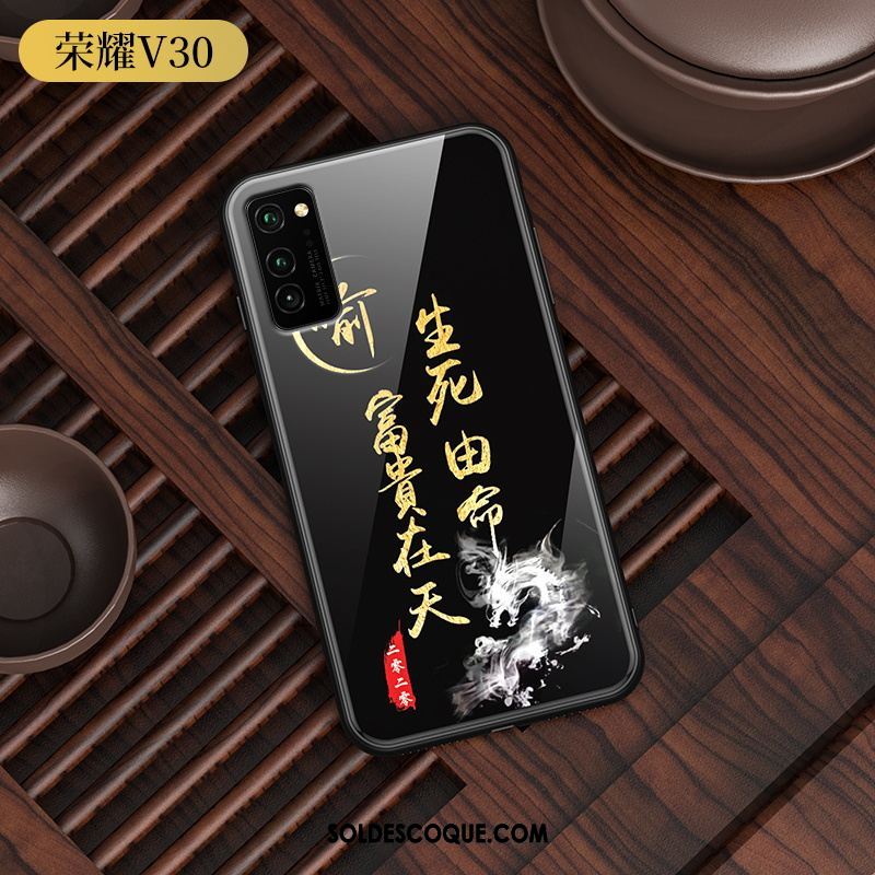 Coque Honor View30 Personnalité Style Chinois Étui Amoureux Noir Housse En Vente