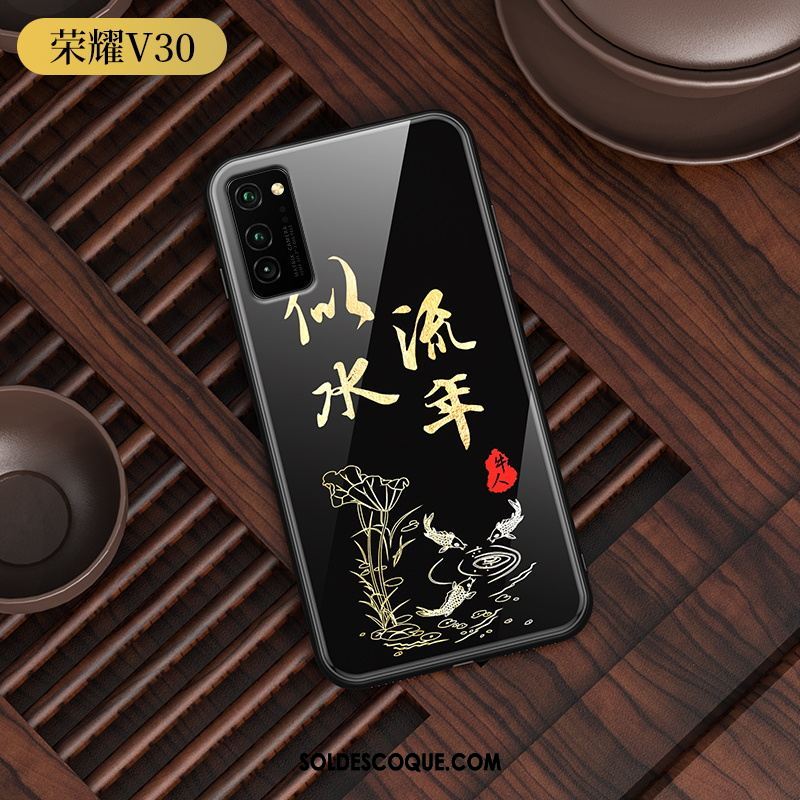 Coque Honor View30 Personnalité Style Chinois Étui Amoureux Noir Housse En Vente