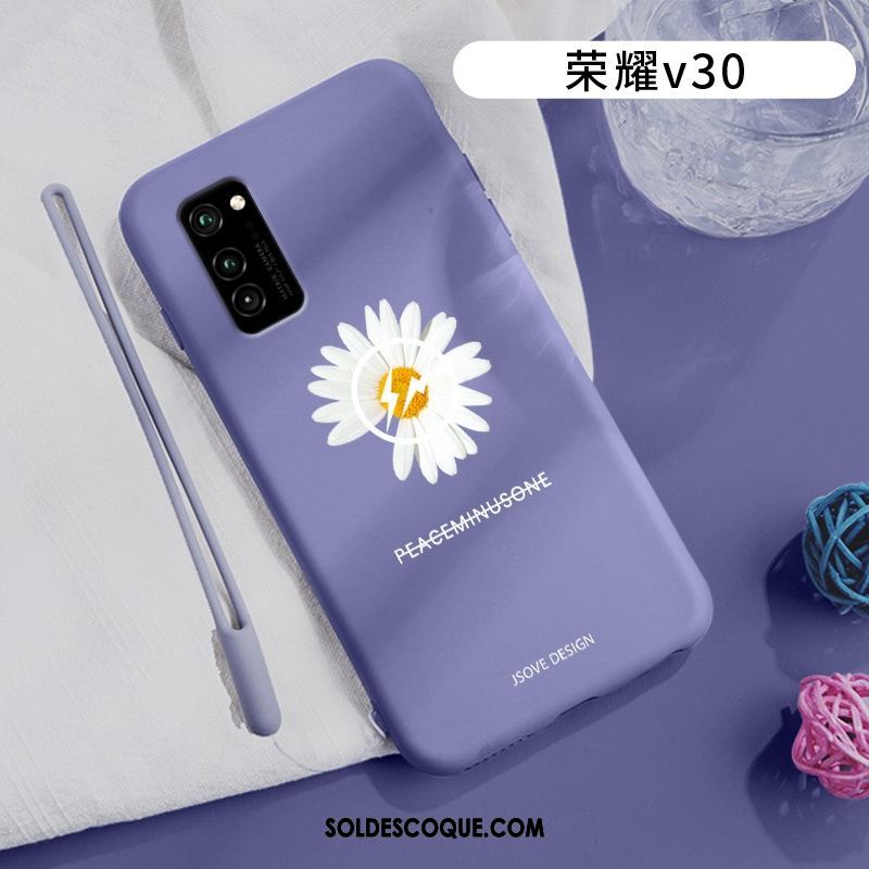 Coque Honor View30 Petite Marguerite Violet Incassable Fluide Doux Vent Soldes