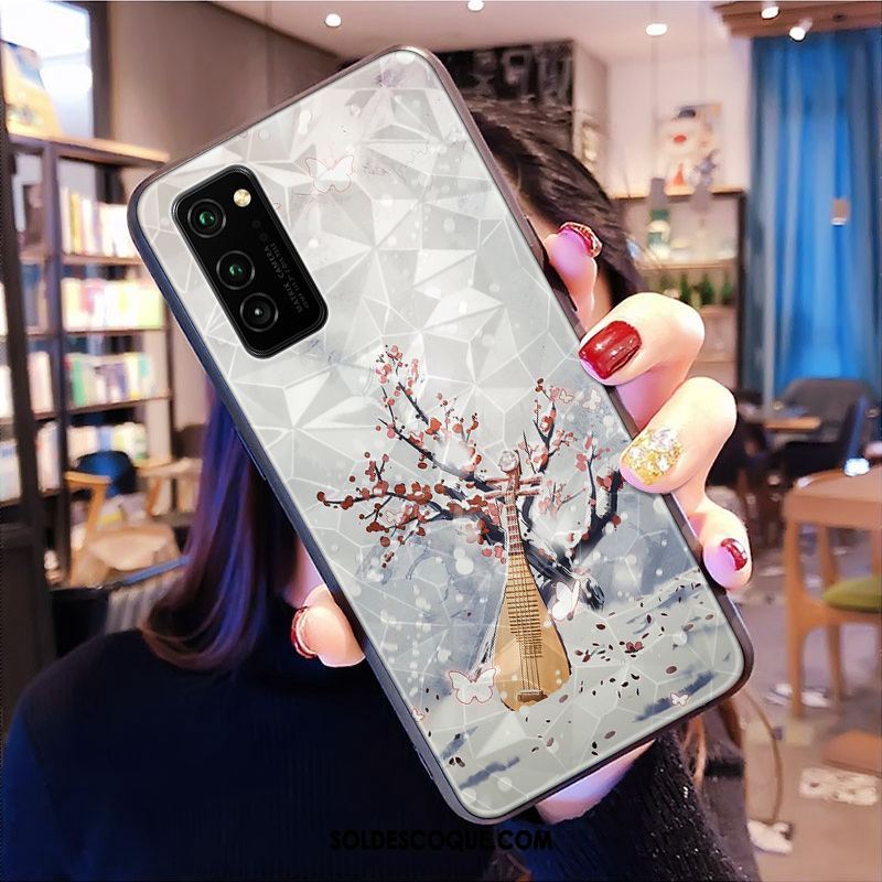 Coque Honor View30 Pro Incassable Modèle Fleurie Losange Personnalité Style Chinois Soldes