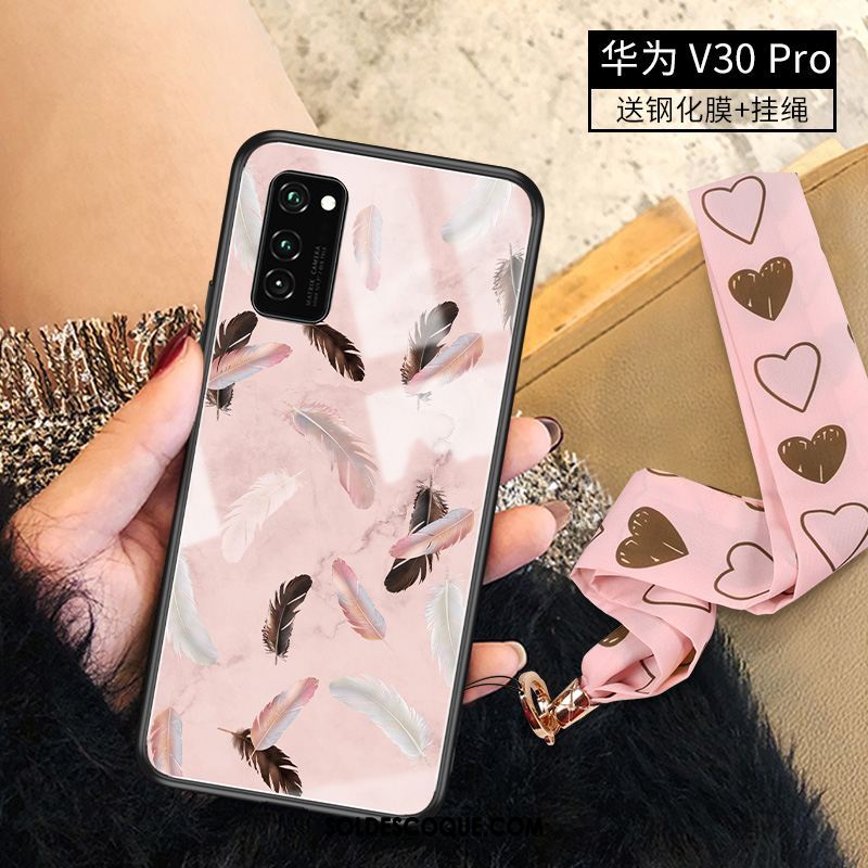 Coque Honor View30 Pro Plume Incassable Rose Téléphone Portable Personnalité En Vente