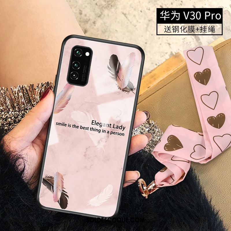 Coque Honor View30 Pro Plume Incassable Rose Téléphone Portable Personnalité En Vente