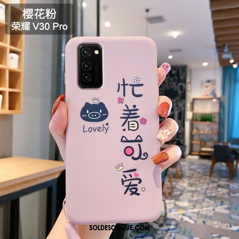 Coque Honor View30 Pro Silicone Personnalité Amoureux Étui Rose Housse Pas Cher