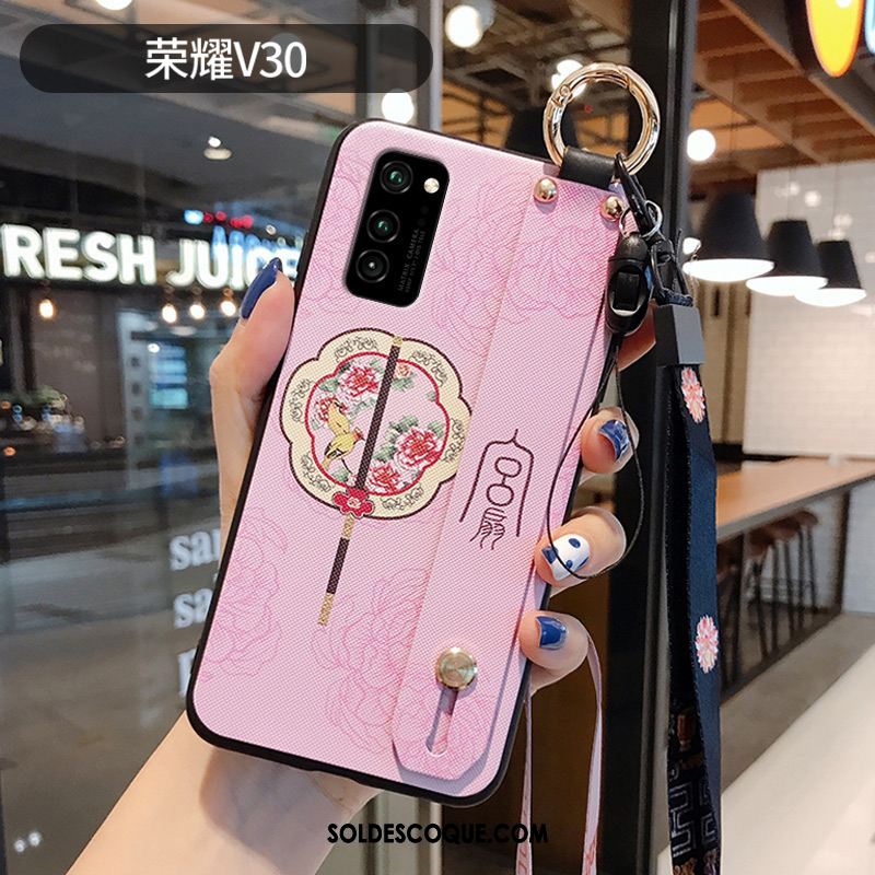 Coque Honor View30 Style Chinois Rose Tout Compris Silicone Étui Pas Cher