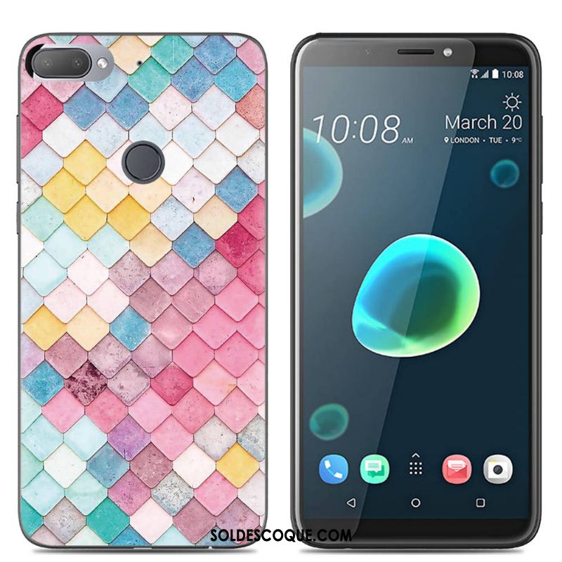 Coque Htc Desire 12+ Dessin Animé Étui Silicone Rose Créatif Housse France