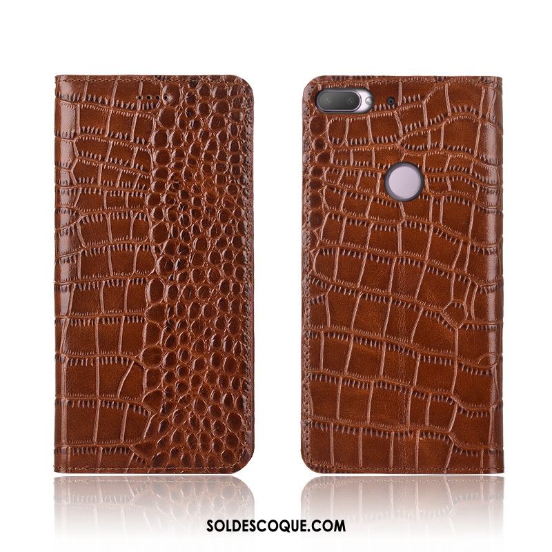 Coque Htc Desire 12+ Fluide Doux Cuir Véritable Crocodile Silicone Incassable Pas Cher