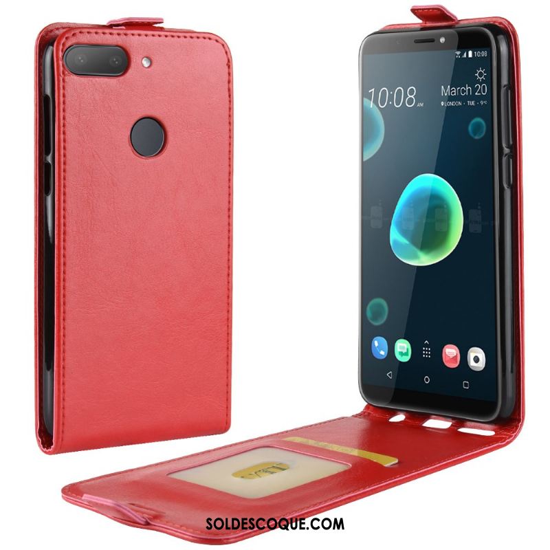 Coque Htc Desire 12+ Protection Étui En Cuir Rouge Téléphone Portable En Vente