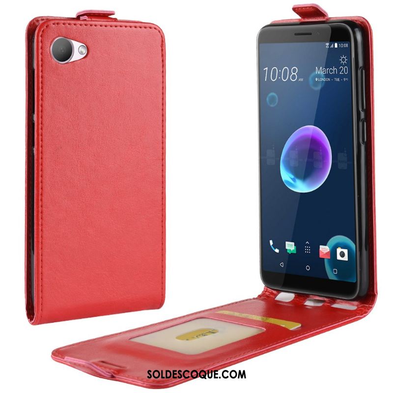 Coque Htc Desire 12 Téléphone Portable Protection Étui En Cuir Rouge En Ligne