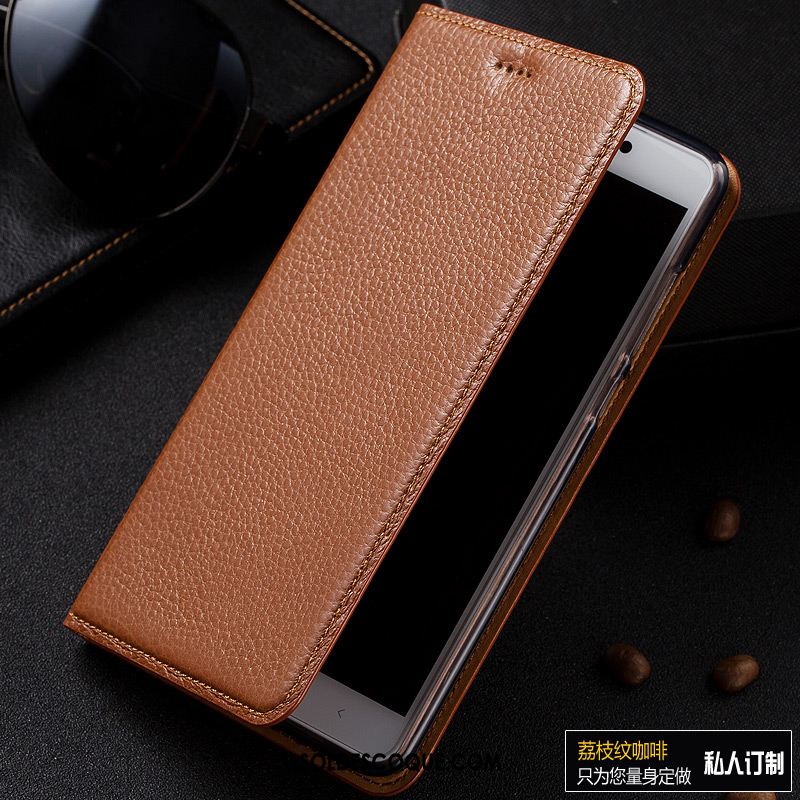 Coque Htc One A9s Litchi Étui En Cuir Protection Cuir Véritable Bleu Housse En Vente