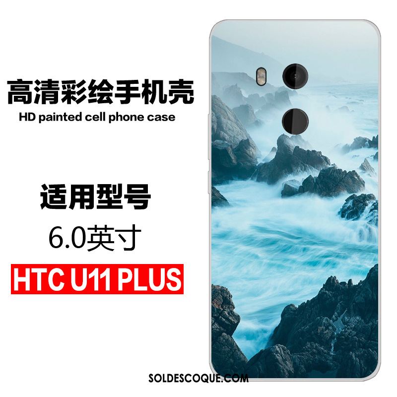 Coque Htc U11+ Incassable Bleu Protection Fluide Doux Personnalité En Vente